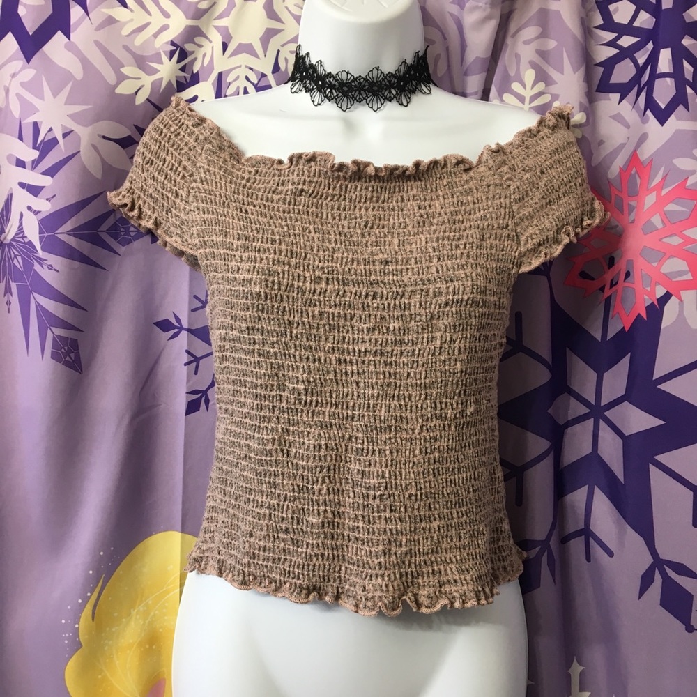 Purple Snow | Shirred Stretchy Cream Crop Top